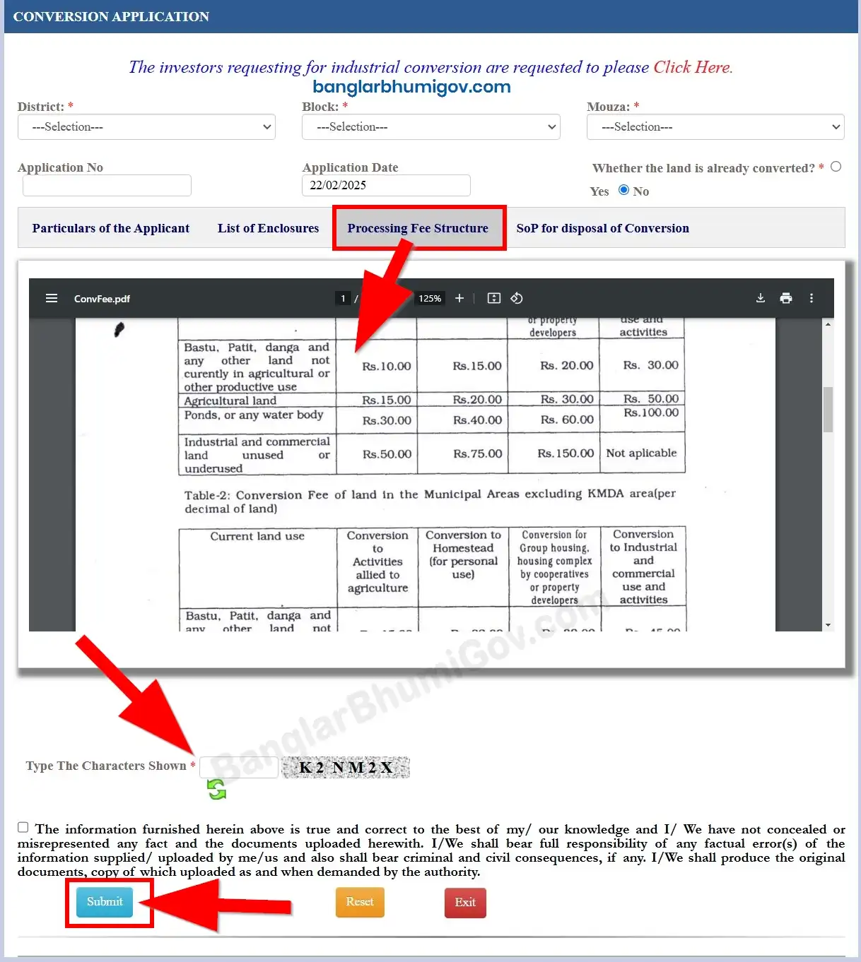 BanglarBhumi Land Conversion Processing Fee 2025