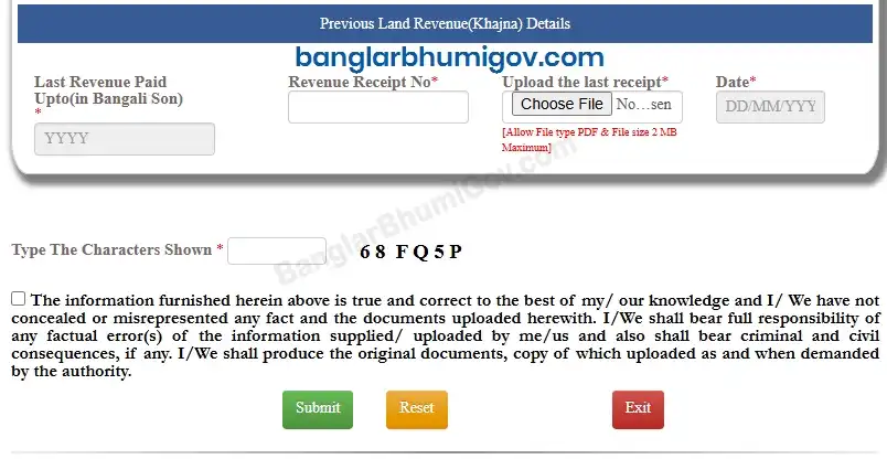 BanglarBhumi Land Khajna Previous Land Revenue Khajna Details 2025