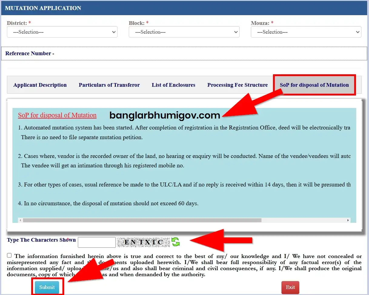 BanglarBhumi Mutation Application SoP 2025