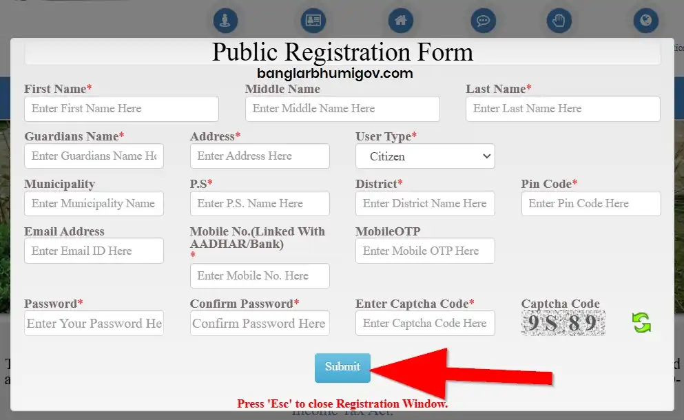 BanglarBhumi Registration Form